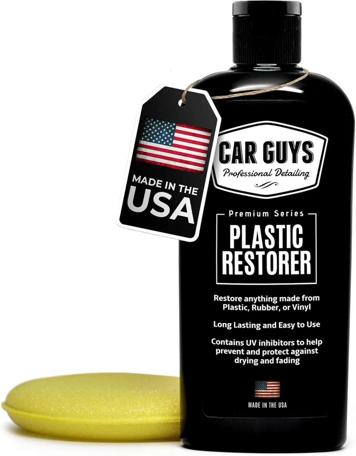 Automotive Plastic Restorer, 8 Oz Kit with Foam Applicator - Safe, User-Friendly Auto Detailing Supplies for Plastic, Rubber, Vinyl Trim Revitalization