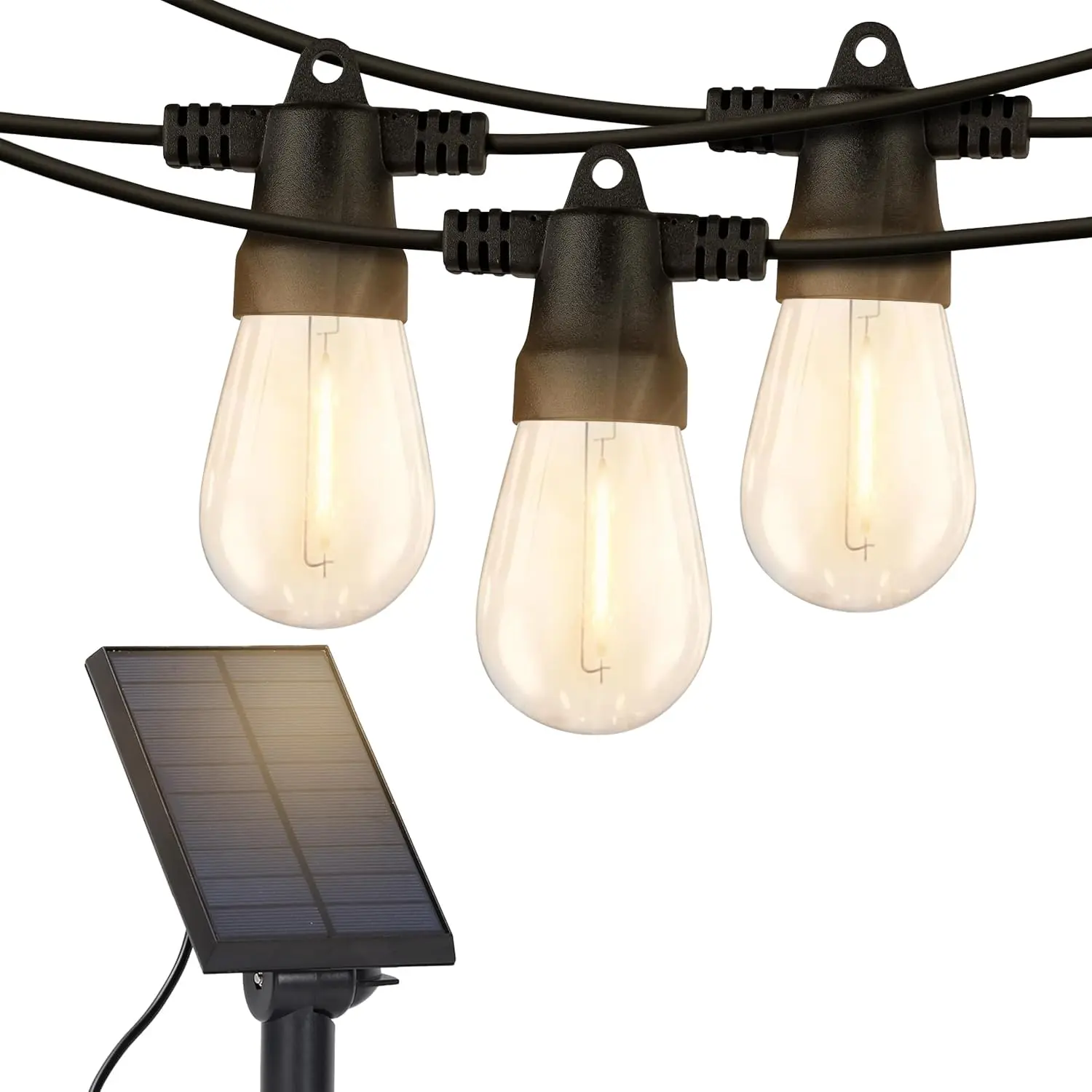 Brightech Ambience Pro Solar Powered Outdoor String Lights - Commercial Grade Patio Lights with 27 Ft Edison Bulbs - Shatterproof LED Solar String Lights for Outdoors