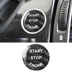 Compatible with Center Console Real Carbon Fiber Start Stop Button Panel Cover Trim Interior Accessories Not ABS for BMW X5 E70 X6 E71 E72 E81 E87 E90 E91 E92 E93 E60 E83 E84 E89 (1pc Black)