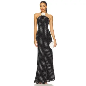 Runaway The Label Viella Maxi Dress in Black Polka