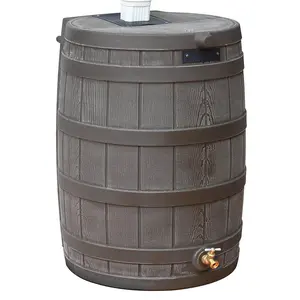 Good Ideas RW50 Rain Wizard 50 Gallon Plastic Rain Barrel Water Collector, Wood Container