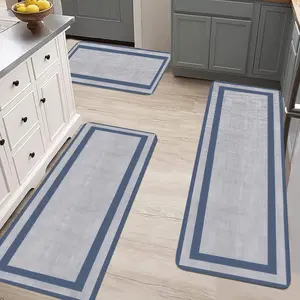 3PCS Kitchen Rugs Non Slip Anti Fatigue Mats for Floor Waterproof Sink Mat Cushioned Comfort Mats for Office Soft Low Height Room Decoration Long Strip Carpet flannel laundry room hallway slip floor mat area indoor cozy modern other scene
