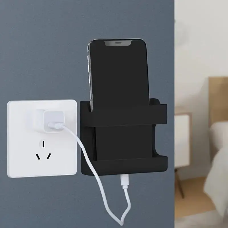1pc Wall mounted remote control and Cellphone storage box, multifunctional adhesive wall, no drilling, bedside, bathroom storage bracket, Cell Phone Holder, Stable Phone Holders, Universal Phone Holder, Multifunctional Phone Stand
