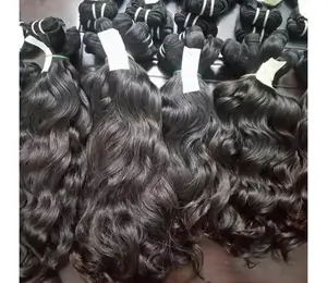 Indian Premium Double Weft Virgin Natural Wavy Hair Bundles Authentic Cuticle-Aligned Hair 3 Bundles