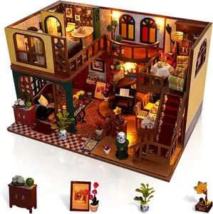 The Charm of the East DIY Exquisite Ornaments 3D Miniature Dollhouses Bookshelf Room Decorations Mini Craft Kits Living Room Tabletop Decorations Holiday Gifts for Thanksgiving Halloween Christmas Birthdays etc Tools Glue and Batteries Not Included