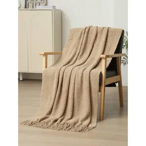 A Knitted Blanket, Nordic Style Rectangular Tassel Office Nap Sofa Blanket, Air Conditioning Blanket, Shawl Cover Blanket, Bed Tail Blanket Suitable For Daily Use