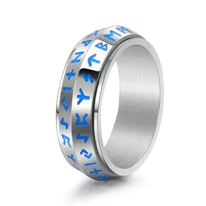 Rotating Viking Men's Ring, Retro Hip-hop Style Transition Stainless Steel Ring Accessory