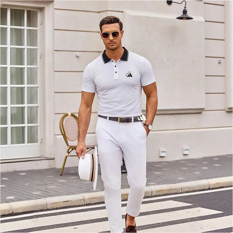 Men&rsquo;s 7-Pack Polo Shirts with Pinned Collars, designed for business, golf, and casual wear; quick-drying, breathable, cool short-sleeve tops with premium embroidery