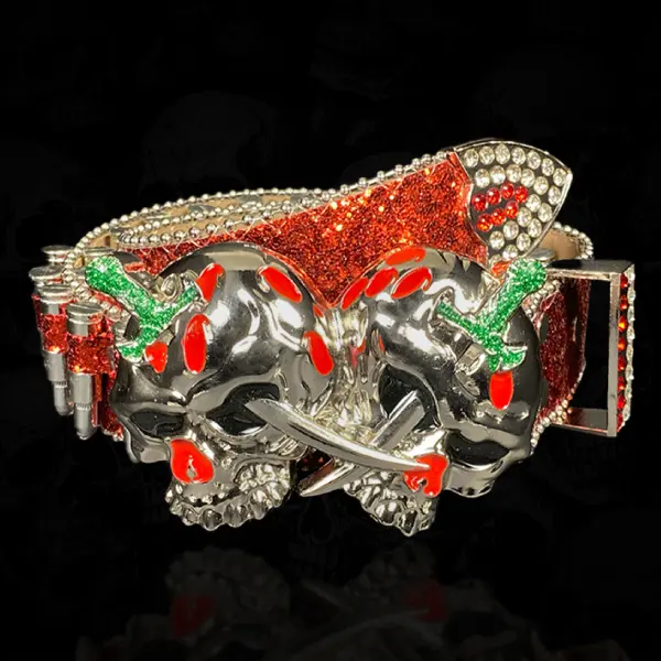Shattered Chrome Bullet Belt - Red