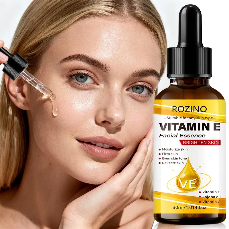 Rozino Vitamin E Jojoba Facial Serum Oil Facial Treatment 30ML for Daily Intensive Multi-Effect Radiant Radiance, Deep Hydration and Nourishment, Evens Skin Tone and Brightens Dull Complexion Brightening
