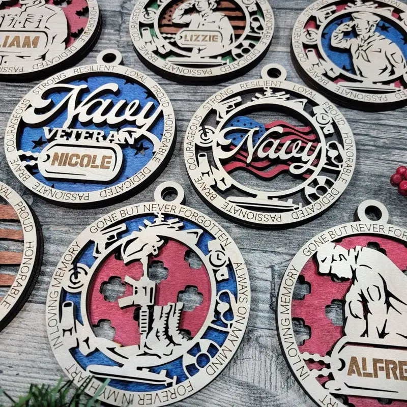 Military Ornaments: Navy, Army, Air Force, Coast Guard, Pose and Memorials, Personalized Veteran Gifts