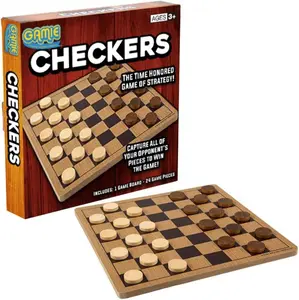 Gamie Wooden Checkers Board Game, Wood Family Board Game for Game Night, Indoor Fun and Parties, Develops Logical Thinking and Strategy, Best Gift Idea for Kids
