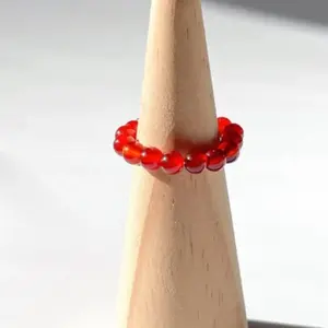 Red Finger Rings - Simple Design with Round Beads, Ideal for Everyday Wear