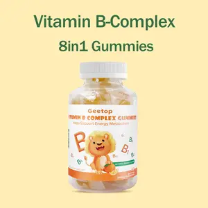 Geetop Vitamin B-complex  60 Gummies-Healthcare Supplement 8in1 vitamin B12,B6,B1,B2,Choline, Supports Energy,Brain,Non-GMo&Gluten-free Gomitas de Complejo de Vitamina B