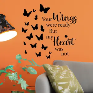 Butterfly Love Wall Stickers, Healing Emotional Quotes Decorative Stickers, Self-Adhesive Removable PVC, Room Decoration, Bedroom Wallpaper, Wall Art Stickers
