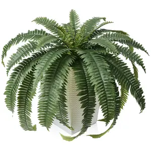VeriNatural 33/39 Fronds  Artificial Boston Fern Bush with Black Taper Planter for Indoor & Outdoor (1/2-Pack)(VN153)
