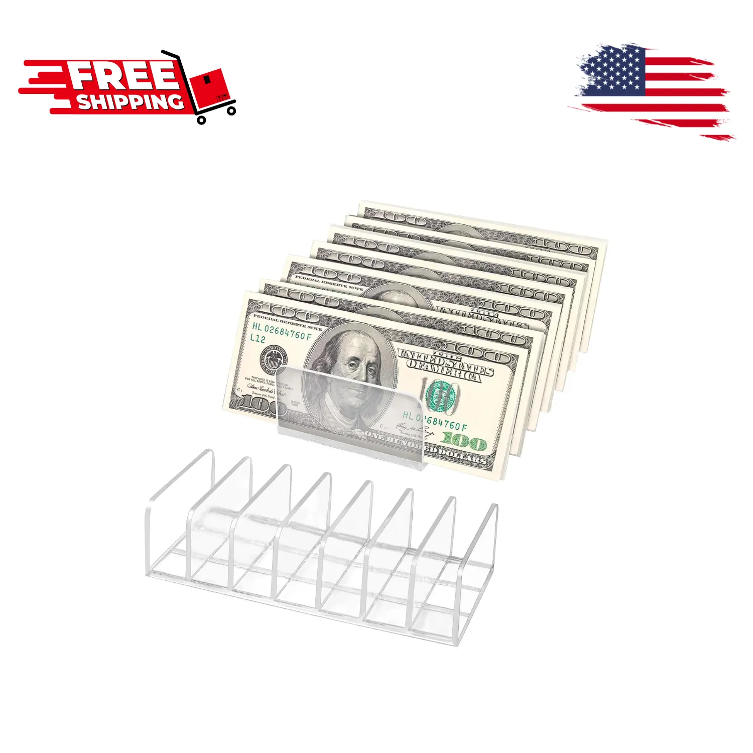 2 Packs Acrylic Mail Organizer Plastic Desk Cash Tray,7 Section