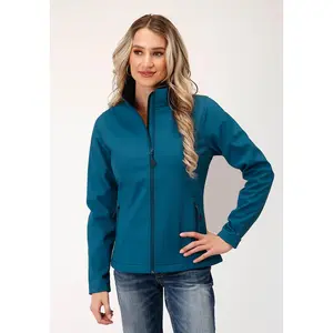 Womens Deep Teal Grid Soft Shell Tech Jacket