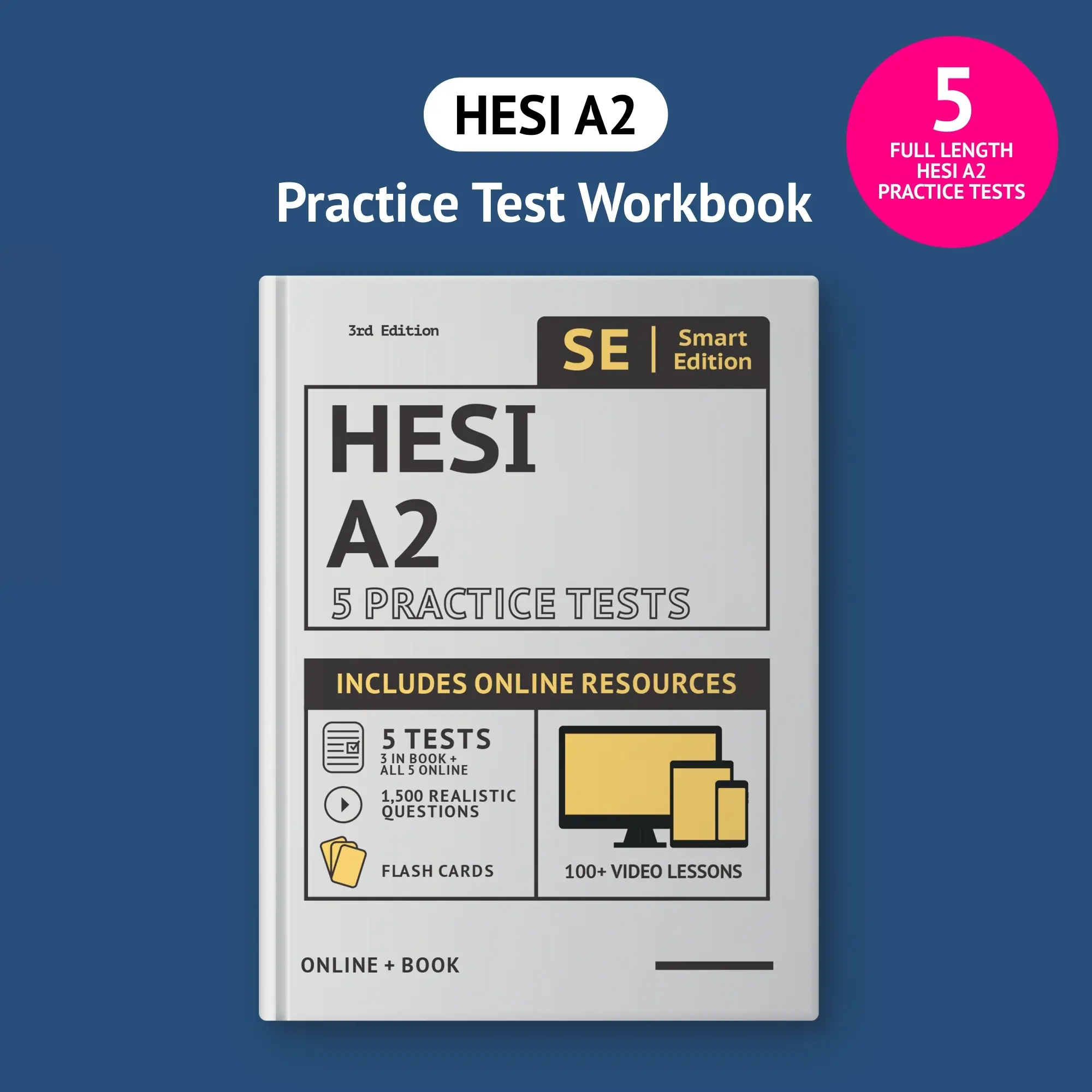Smart Edition HESI A2 Study Guide - Comprehensive Nursing Exam Prep with 5 Practice Tests & Online Resources for Visual Learners