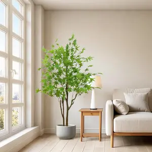 5FT Artificial Maple Tree  Realistic Fall Maple Leaves Shrubs Autumn Fake Trees for Home Thanksgiving Hallowen Outdoor Indoor Decoration