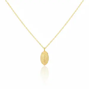18K Game Day Gold Plated Textured Football Pendant Necklace