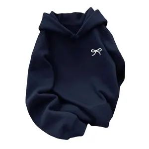 Women s Cute Bow Pattern Long Sleeve Hoodie with Pocket Casual Printed Sweatshirt