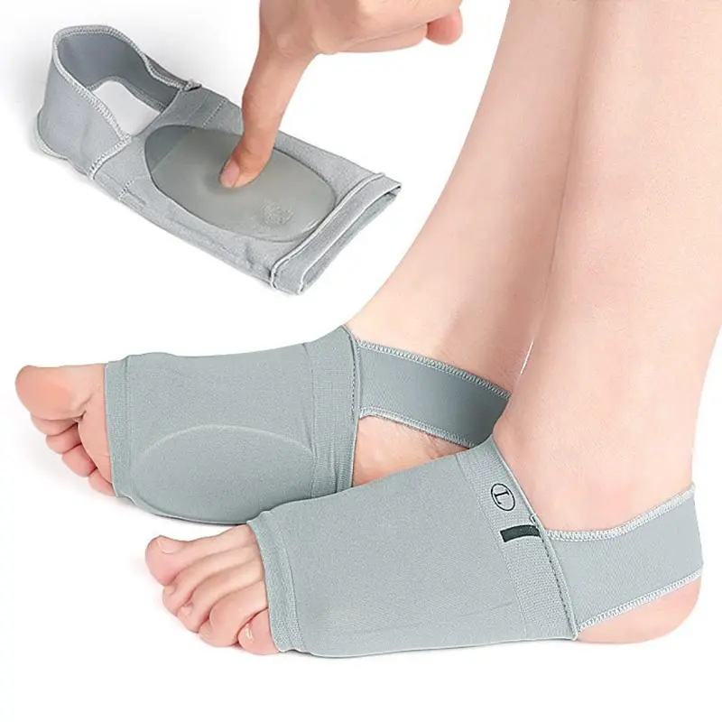 Pair of Silicone Arch Support Insoles with Adjustable Strap for Flat Feet - Orthotic Inserts for Plantar Fasciitis Relief, Foot Pain, and All-Day Comfort - Non-Collapsing Design