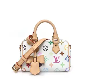 Pre-owned Louis Vuitton Leather Tote Bags LV X TM Monogram Multicolor Nano Speedy White (Molly 26030079 05)