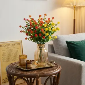 6-Pack 3-Color Mixed Eucalyptus Camellia Artificial Flower Stems, Fake Floral Bouquet, Spring Home & Dining Table Decor, No Maintenance Vase Arrangement Accessories