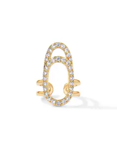 PAVOI 14K Gold Plated Manicure Nail Ring for Women - Adjustable Unique Fashion Statement Nail Ring