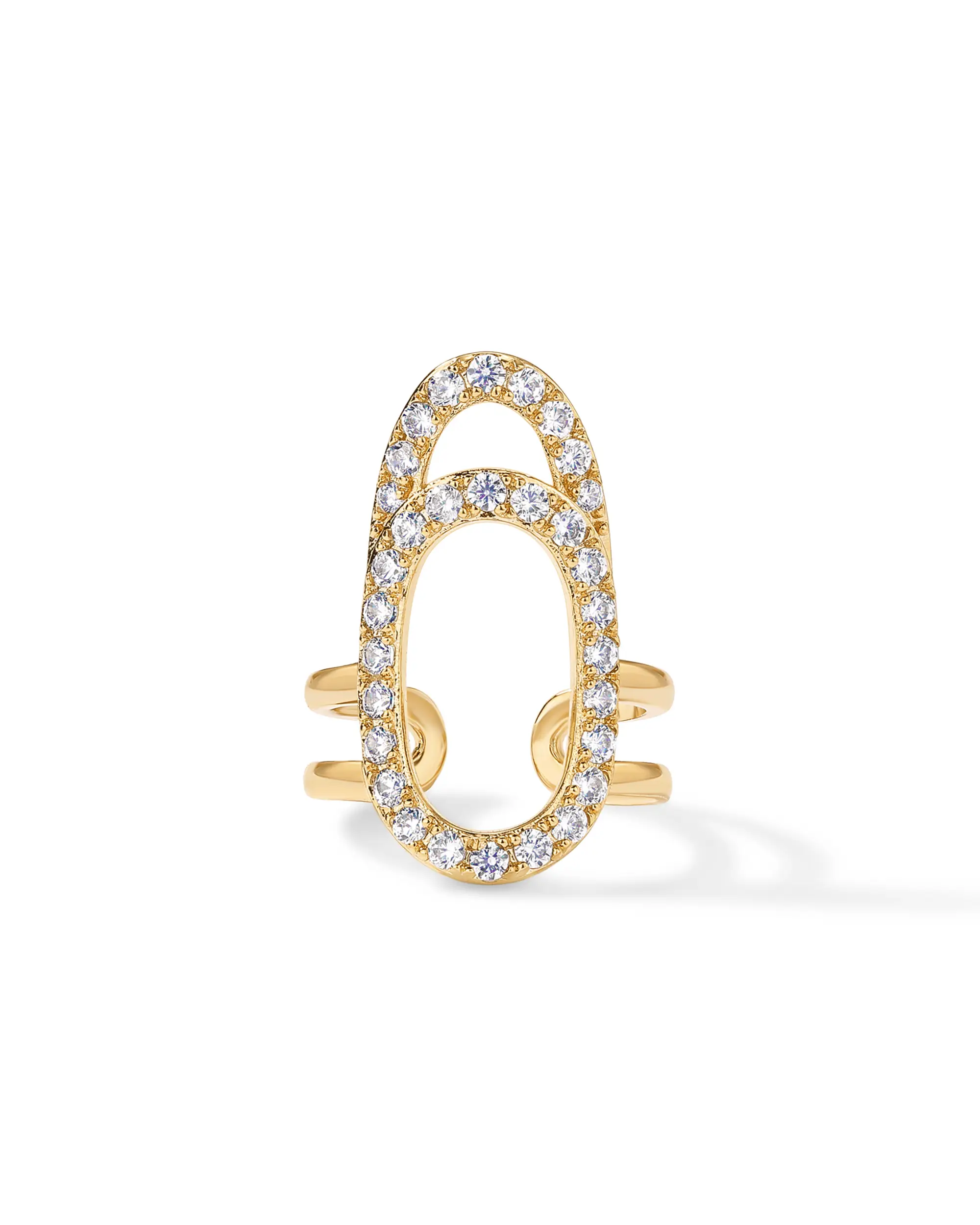 PAVOI 14K Gold Plated Manicure Nail Ring for Women - Adjustable Unique Fashion Statement Nail Ring