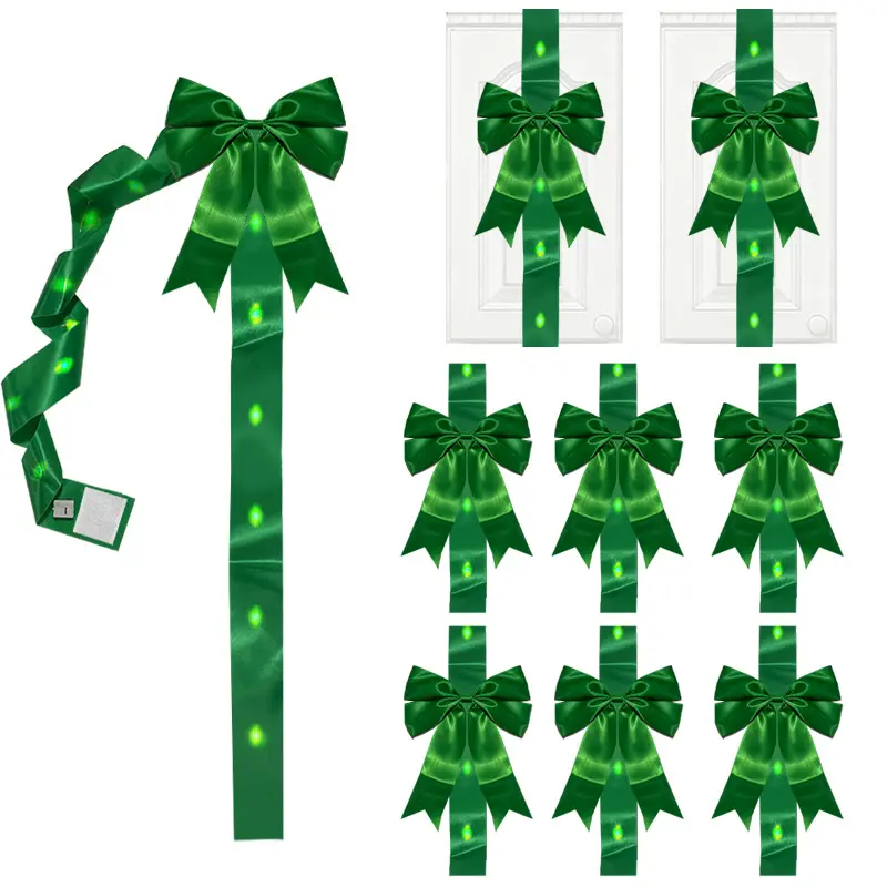 4/6/8 Pack Christmas Door Bows, Red & Green Christmas Ribbon Decorations for Front Door & Kitchen Cabinets, Holiday Home Decor