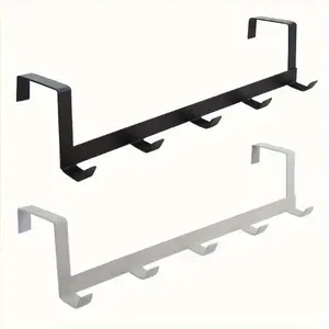 Hooks Over The Door 5 Hooks Home Bathroom Organizer Rack Versatile Organizer Clothes Coat Hat Towel Hanger Bathroom Kitchen Accessories Space Saving Organizer