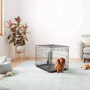 Amazon Basics Foldable Metal Wire Dog Crate with Tray, Single Door, 30 x 19 x 21 Inches, Black