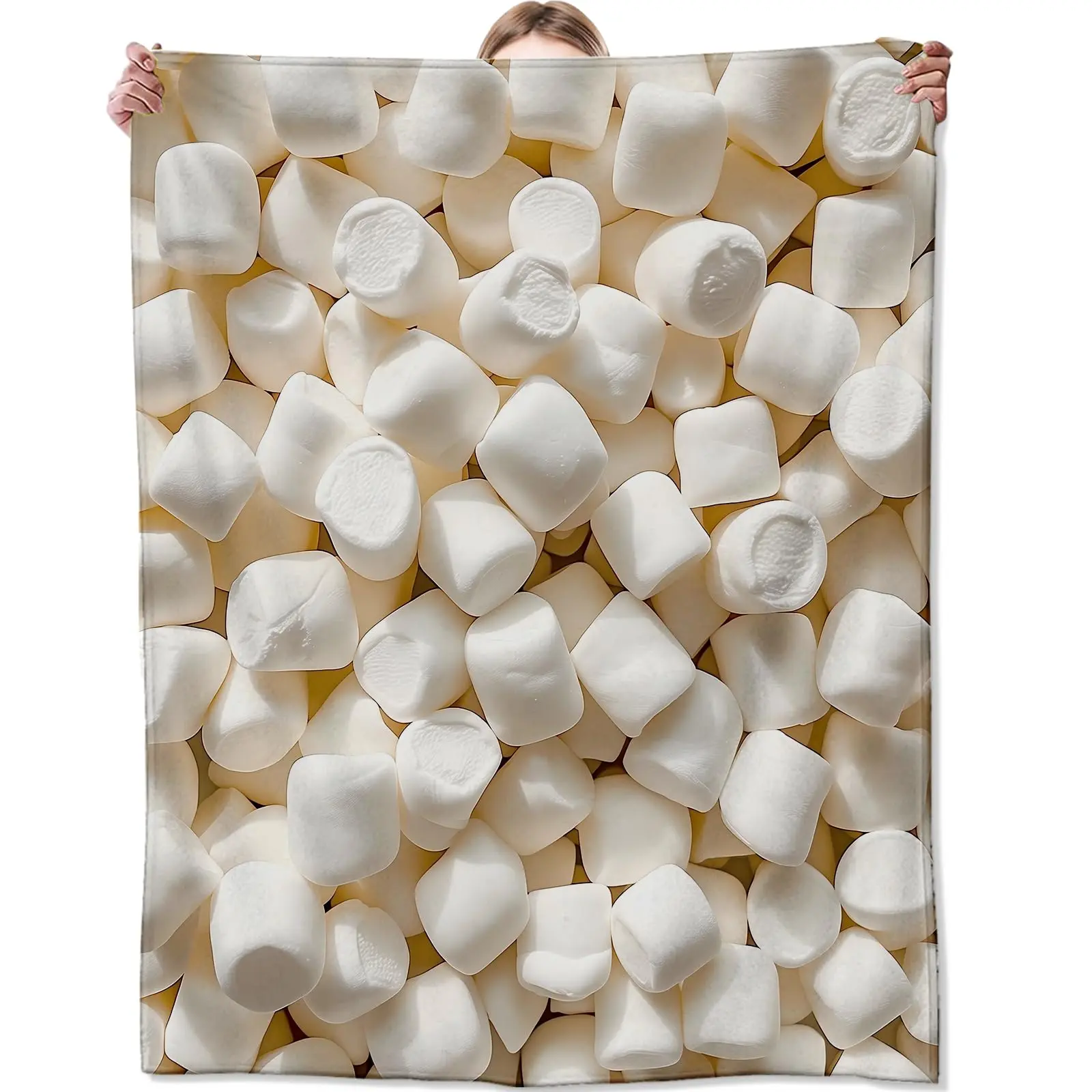 Marshmallow Blanket Gifts for Adult Kids, Flannel Marshmallow Throw Decoration Soft Warm Lightweight Cozy 60×50