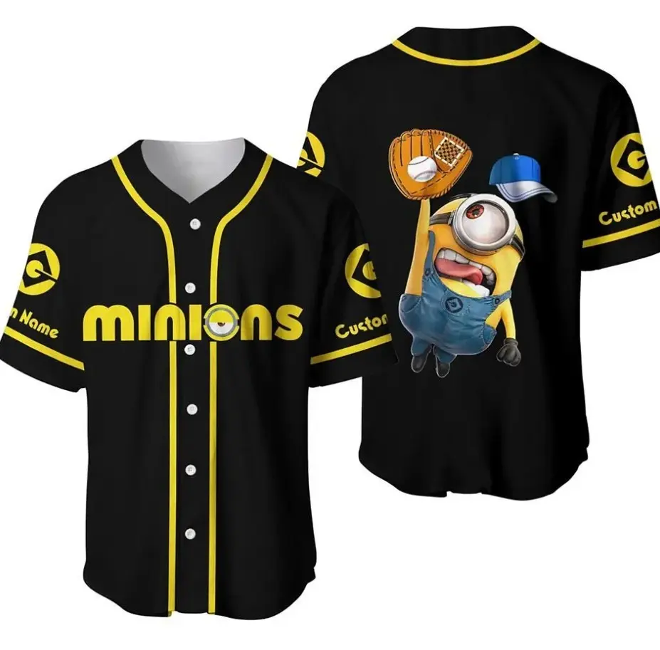 Personalized Minions Jersey Baseball Jersey Shirt, Baseball Jersey Shirt, Outdoor Sports, Sport Shirt, Dynamic And Comfortable