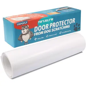 Clear Vinyl Heavy Duty Door Protector from Dog Scratching, Anti Claw Shield Guard for Wall Window Furniture