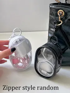 Transparent Data Line Storage Bag with Keychain, Multifunctional Transparent Pouch, Portable Organizer for Cables, Earphones, Lipstick, Keys