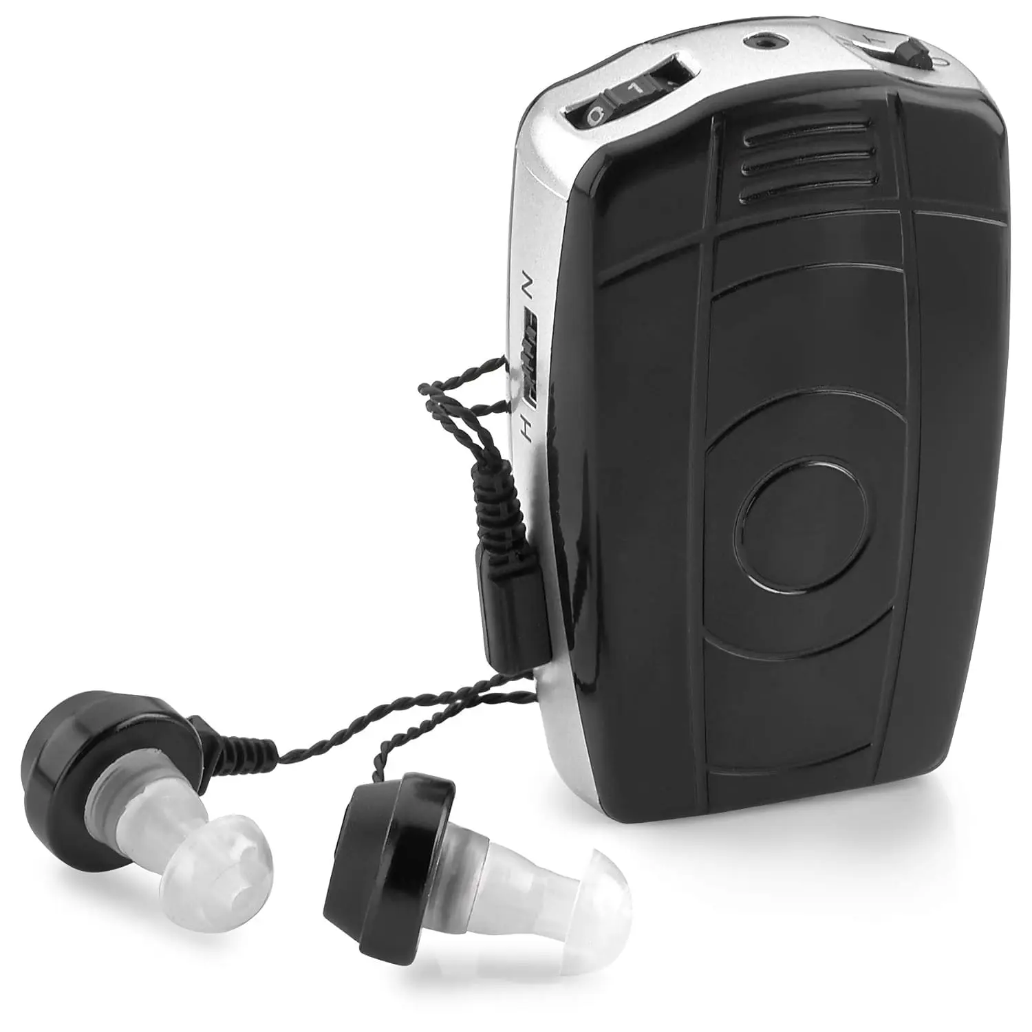 MEDca Digital Personal Sound and Voice Amplifier - Pocket Sound with Single Ear and Double Ear Headphone Earbuds with Wired Connectivity Technology for Adults - Black
