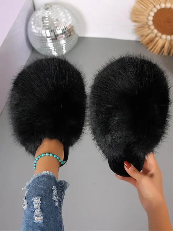 Women's Soft Plush Wide & Cute Warm-Toned Slippers for Autumn & Winter - Comfortable Loose Fit Stylish Walking Shoes for Fall Fashion