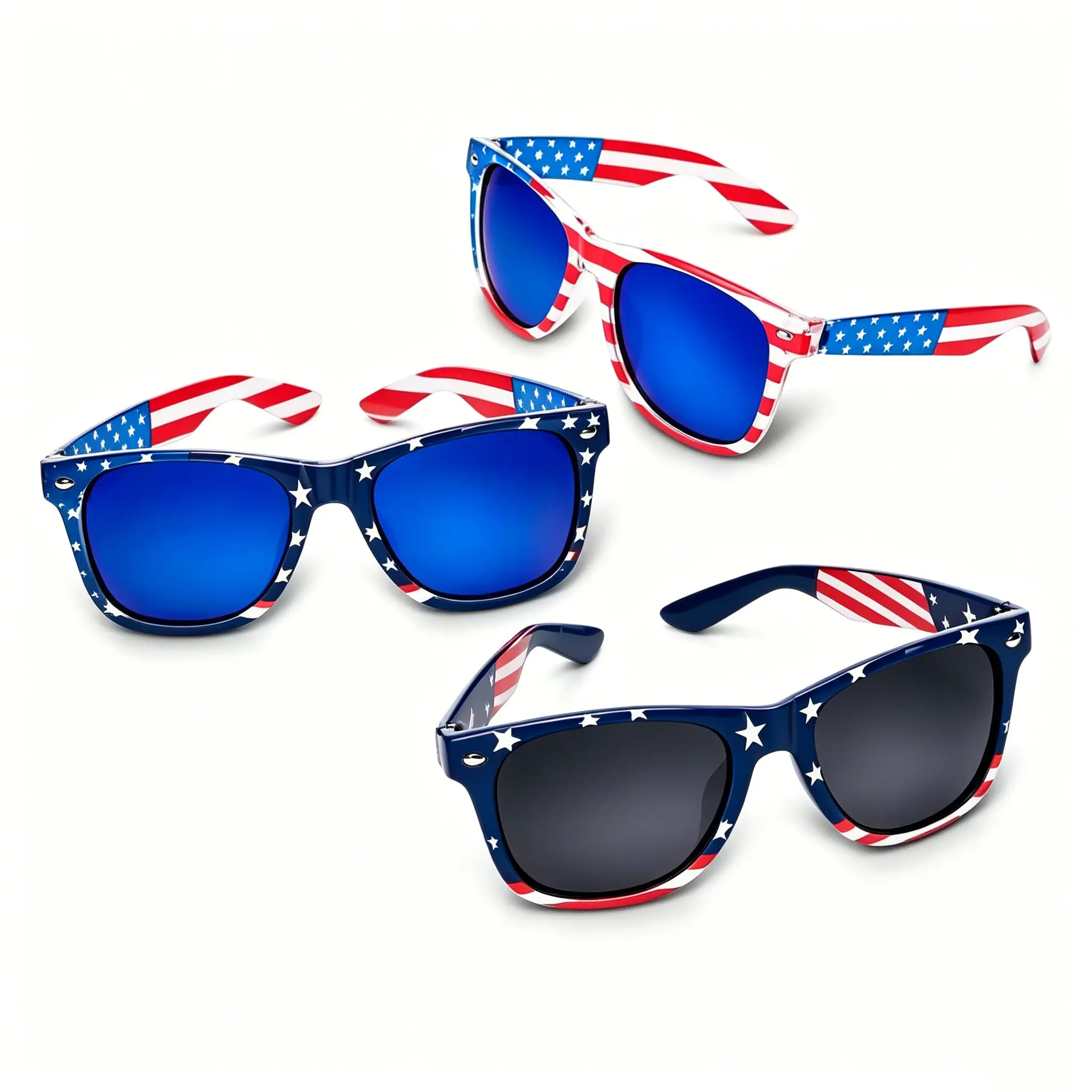 3 Pairs American Flag Sunglasses, 4th of July Decorations Frame Sunglasses for Women Men Teens, Patriotic Party Favors Supplies Independence Day Memorial Day Decorations 4th of July Accessories