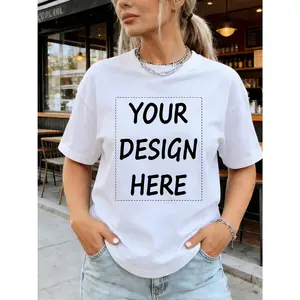 Customizable photo & logo print crew neck t-shirt for women - spring/summer collection. personalize with your own image! skin-friendly, breathable, and comfortable. a meaningful and stylish fashion piece for ladies