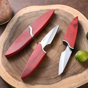Wooden handle, steel double knife, compact and portable fruit knife, kitchen small tool