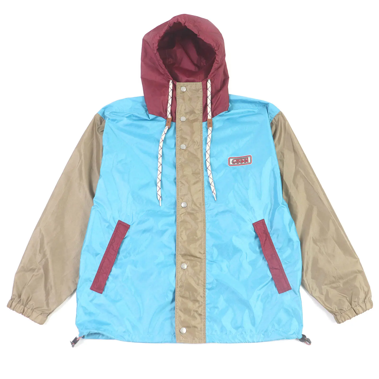 Pre-owned GUCCI Nylon Small Leather Goods Hooded Mountain Parka Blue 42