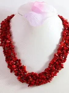 Fashion red Irregular Gravel Chips Beads Multilayer Necklace, High Grade Women Jewelry, Fashion Accessory