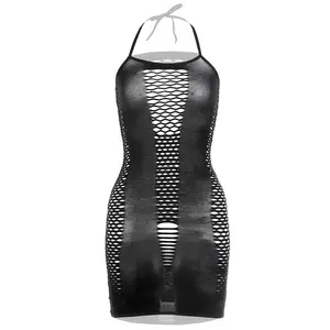 Women Lingerie Fishnet Babydoll Mesh Mini Dress Chemise