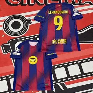 Home #9 Robert Lewandowski Red and Blue Short-Sleeve Collector's Edition Soccer Jersey