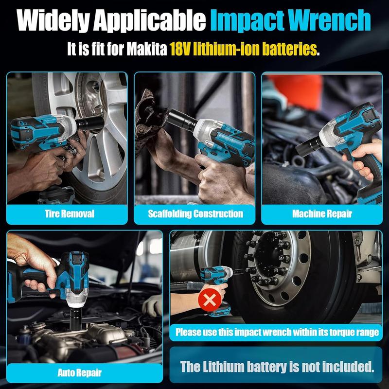 1/2 Cordless Impact Wrench,3-In-1 High Torque Impact Gun With 2x 3000mah Li-Ion Battery,5 Impact Sockets,8 Drills,10 Screws And Tool Case,Impact Tools For Car Lug Nuts