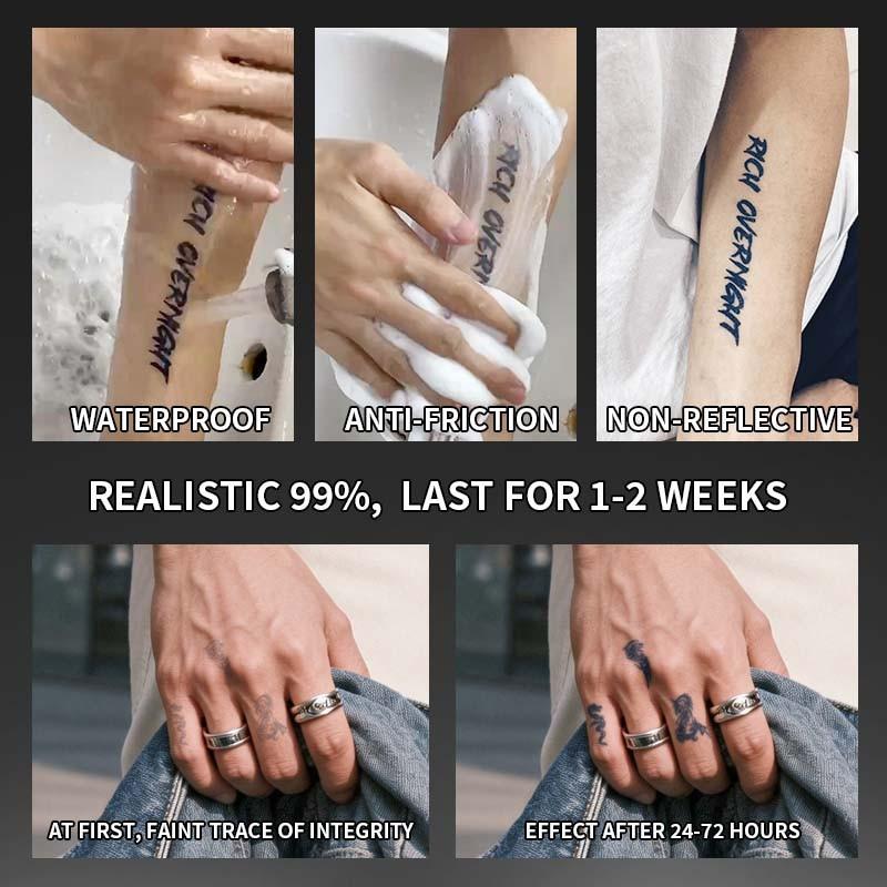 4 Pcs Small Herbal Temporary Tattoo Stickers Set, Dinosaur & Mythical Beast Designs, Semi-Permanent Color, Suitable for Fingers, Hand Back, Behind Ear