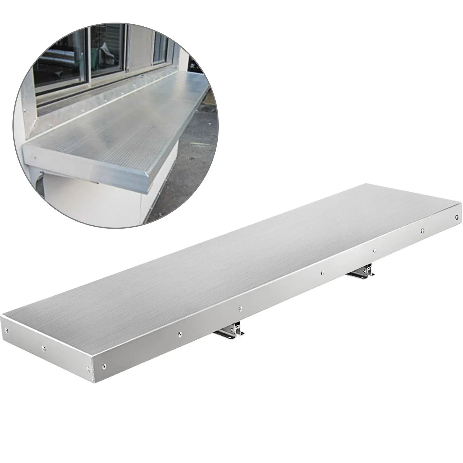 VEVOR Concession Shelf 48L x 12W Inch Stainless Steel Drop Down Folding Serving Food Shelf Stand Serving for Concession Trailer Serving Window Organiser Racks#BackToSchool